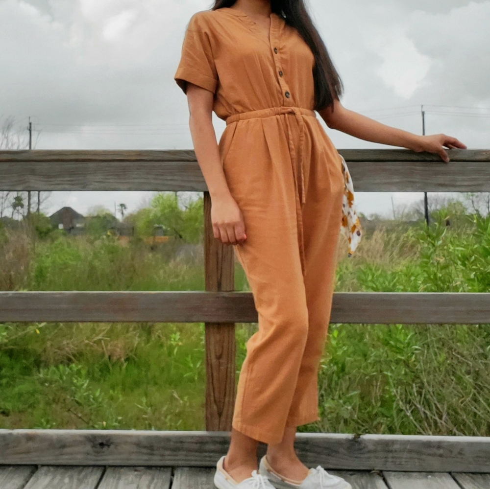 Francesca's Cassy Button Down Jumpsuit
